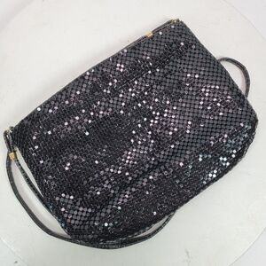 Vintage 1980s Black Metal Chain Crossbody Purse 9x6x2 Inch Japan
